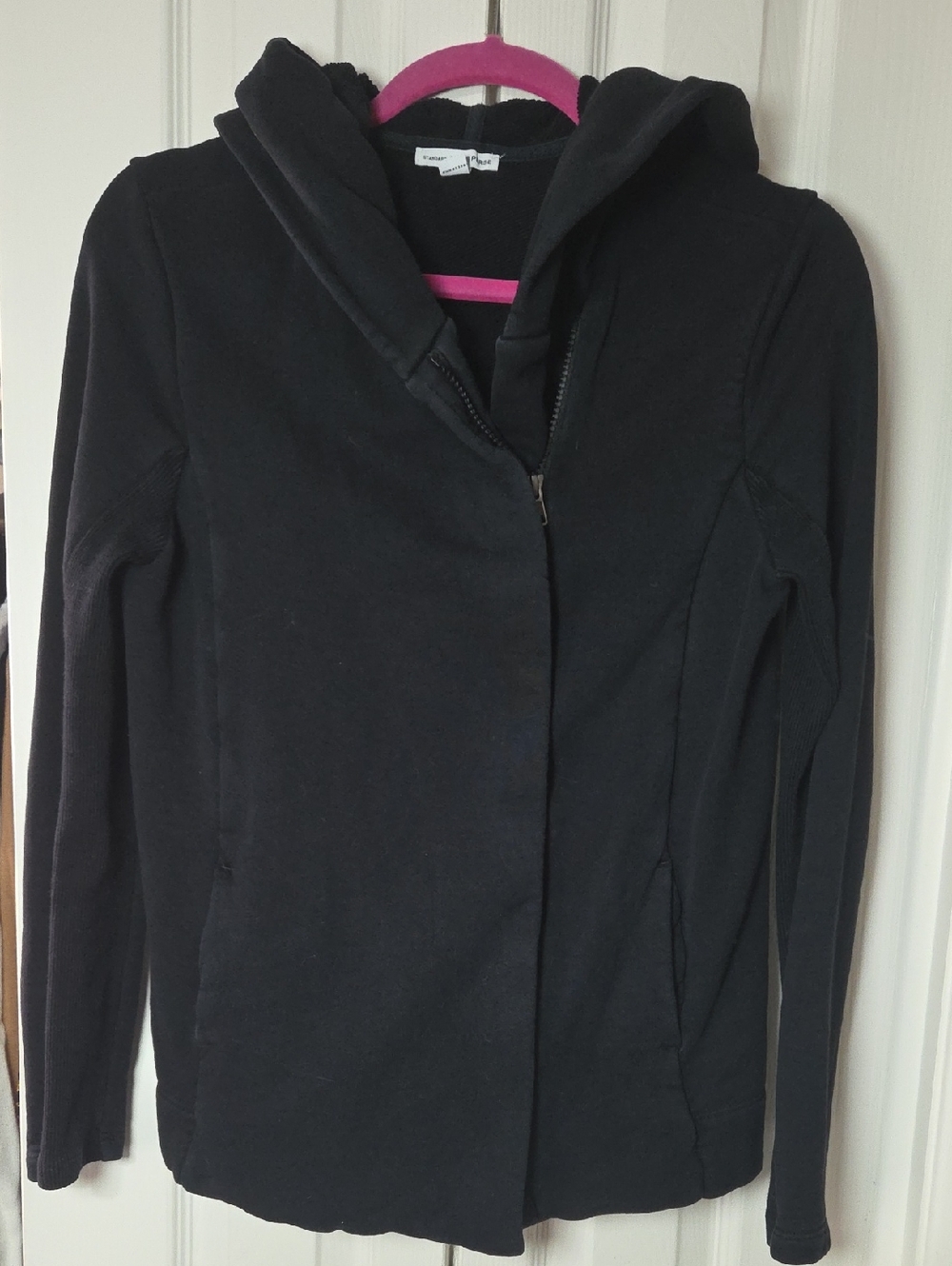 James Perse Black  Hooded Zip Heavy Sweatshirt